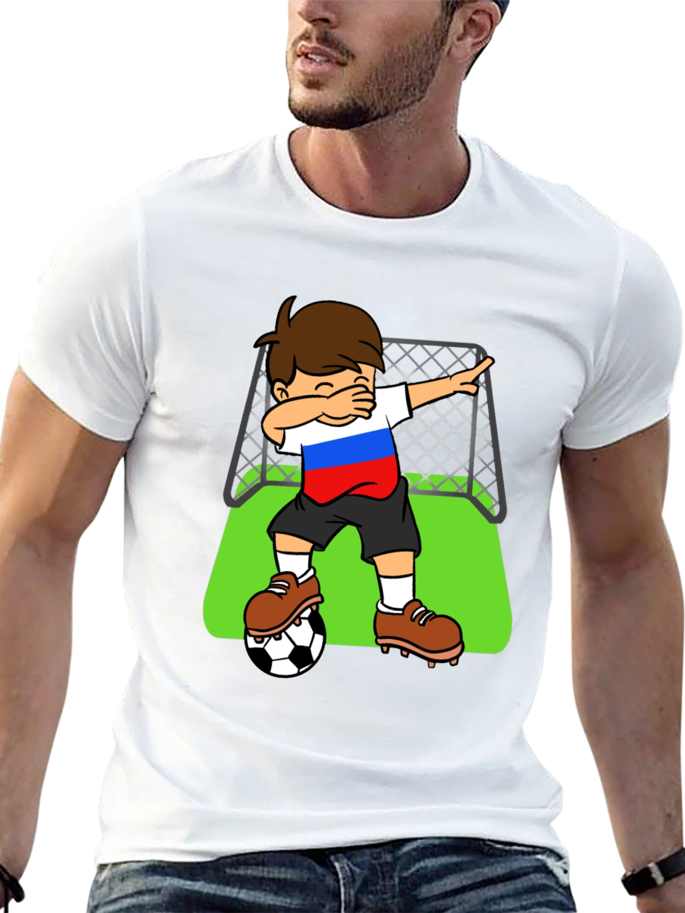 Boy Dab Soccer Russia Flag T-Shirt
