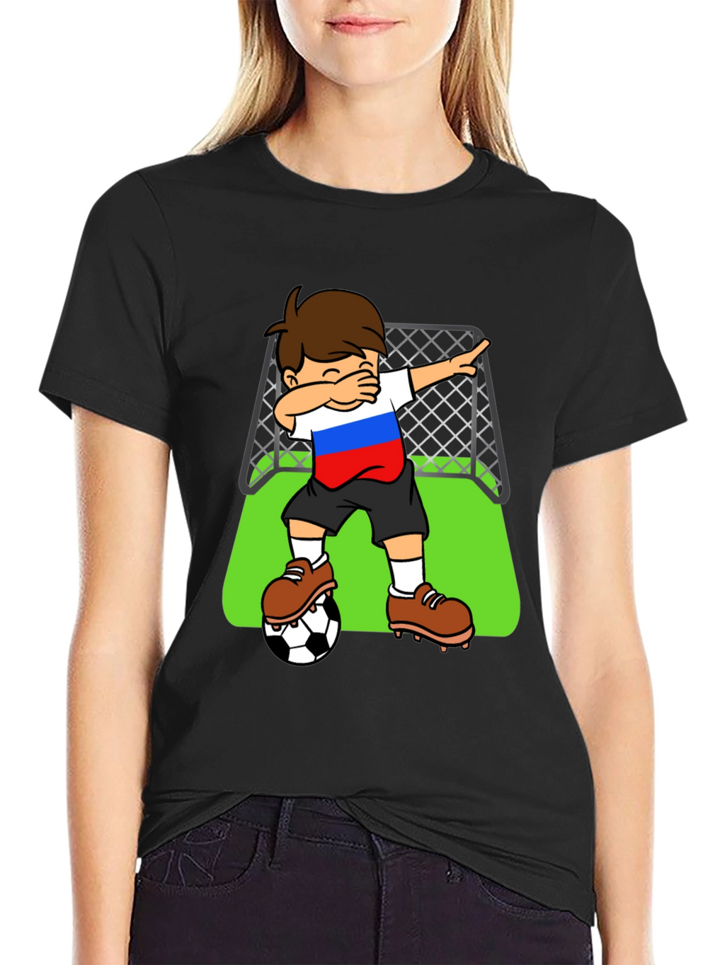 Boy Dab Soccer Russia Flag T-Shirt