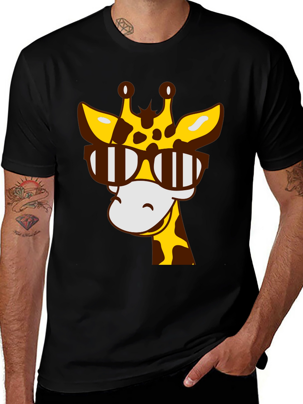 Cool Giraffe Graphic Tee - Black