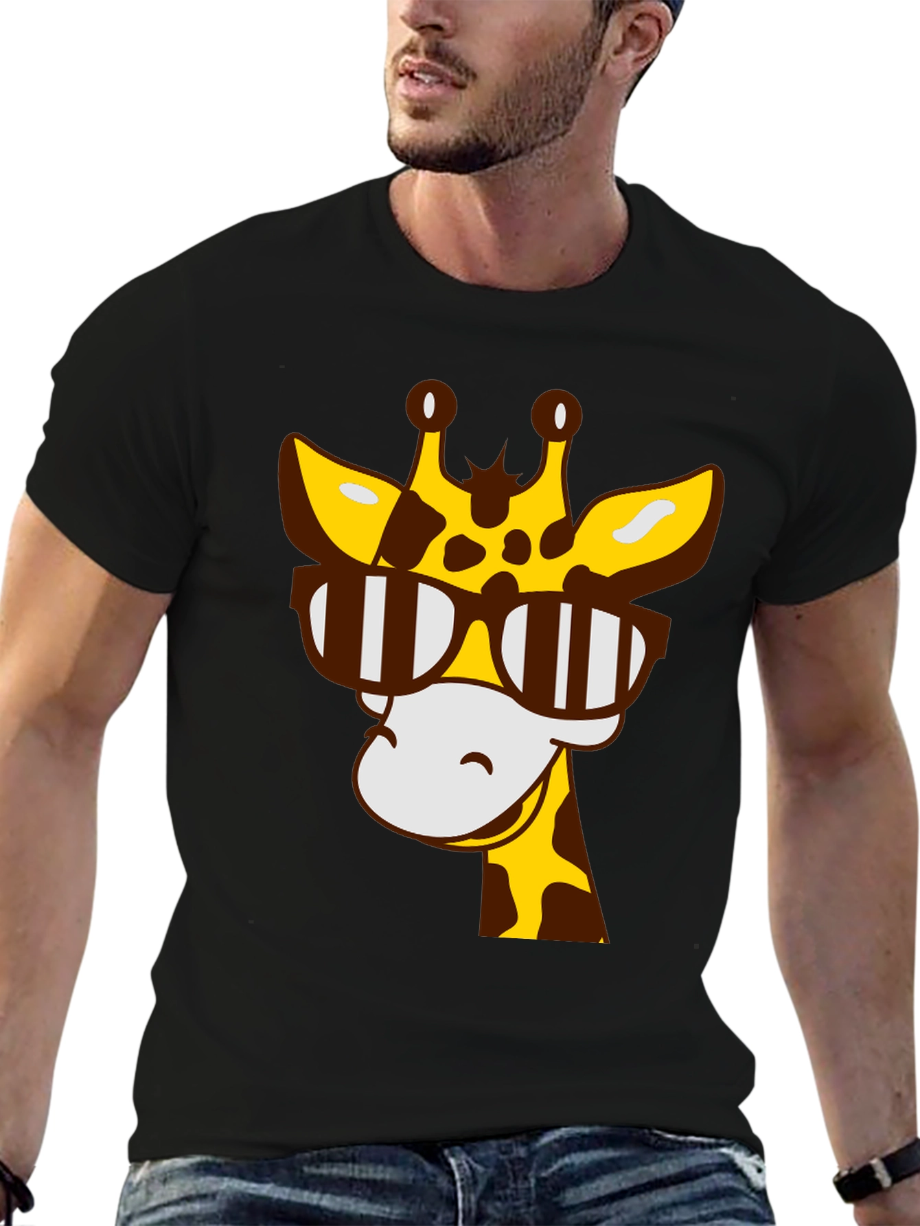 Cool Giraffe Graphic Tee - Black