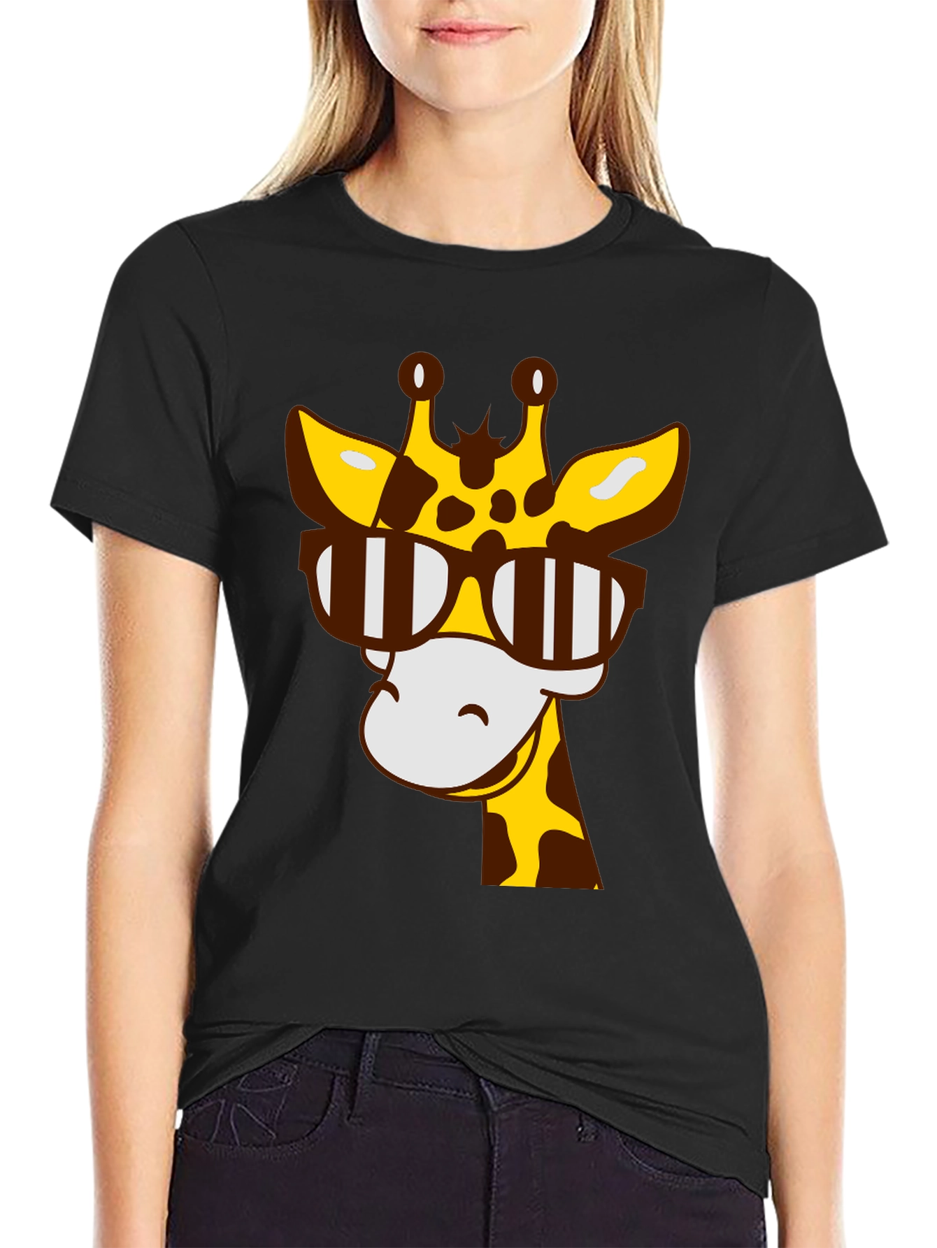 Cool Giraffe Graphic Tee - Black