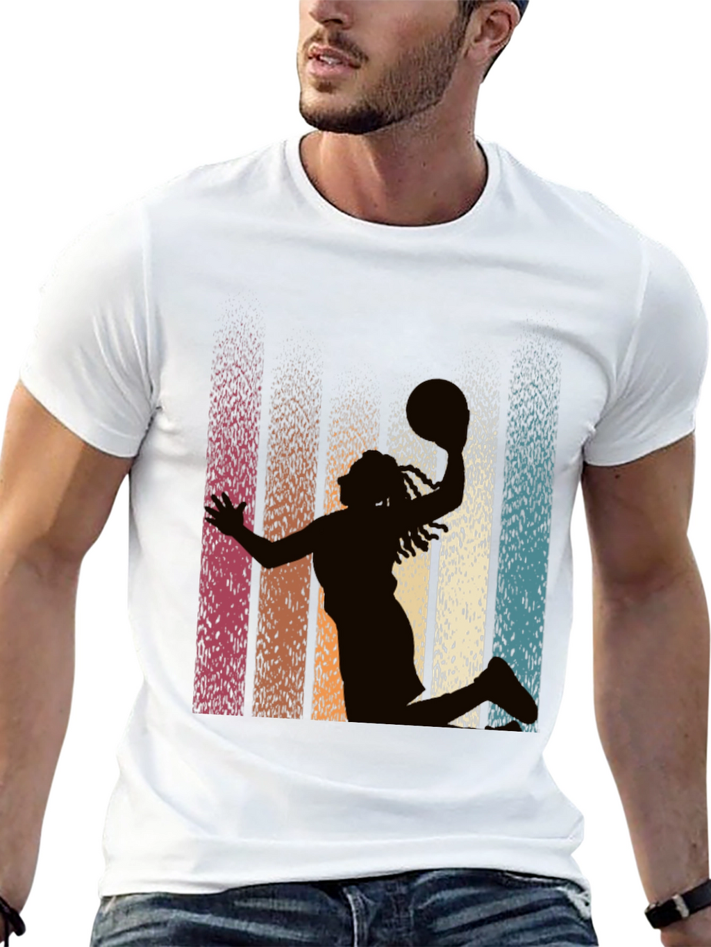 Retro Basketball Silhouette Graphic Tee