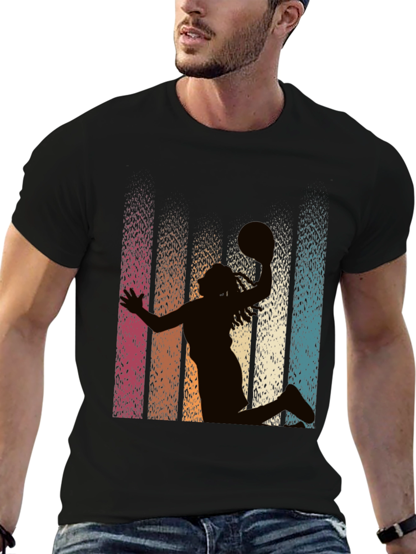Retro Basketball Silhouette Graphic Tee