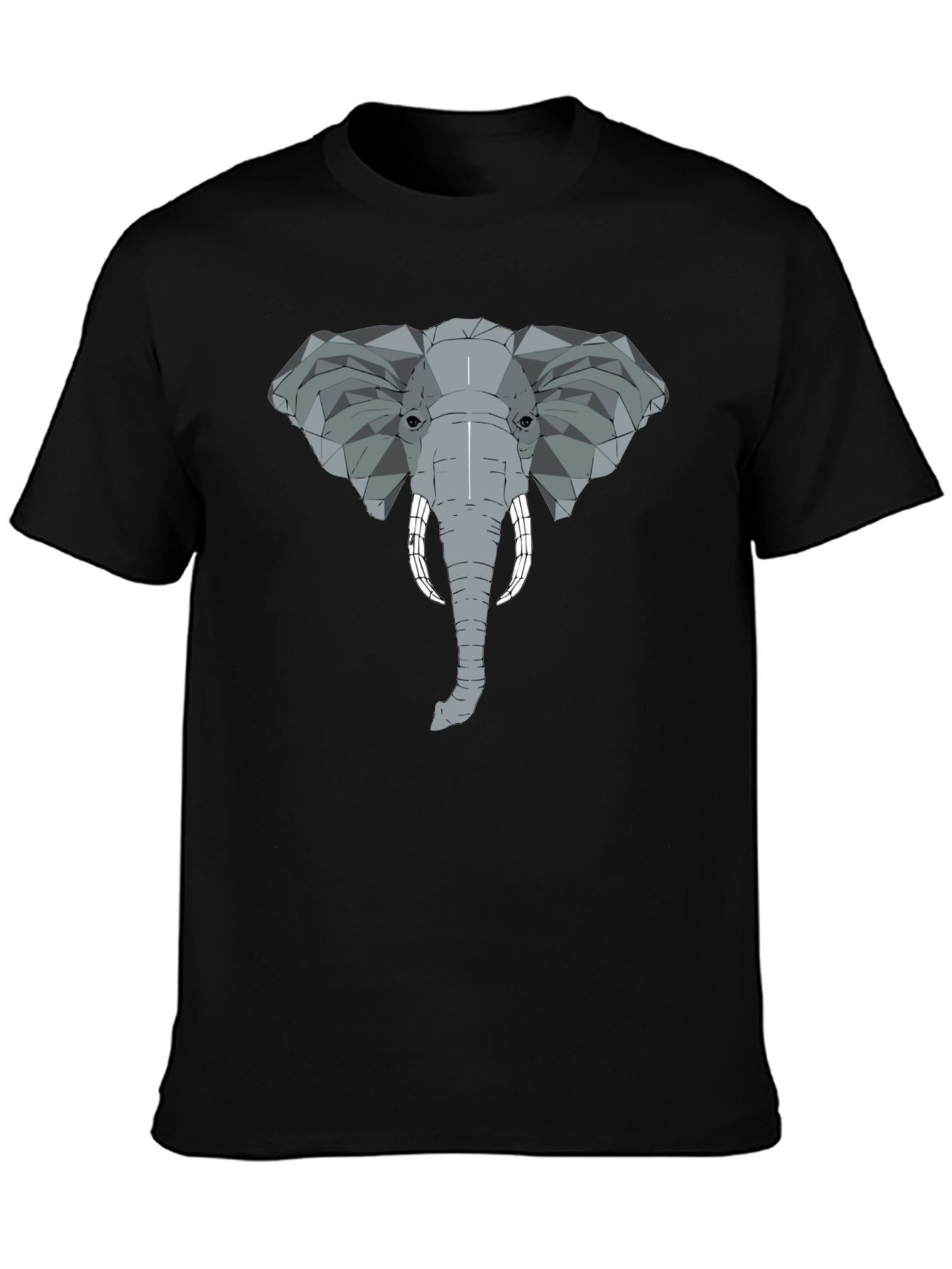 Geometric Elephant Graphic Tee - Stylish Mens Black T-Shirt