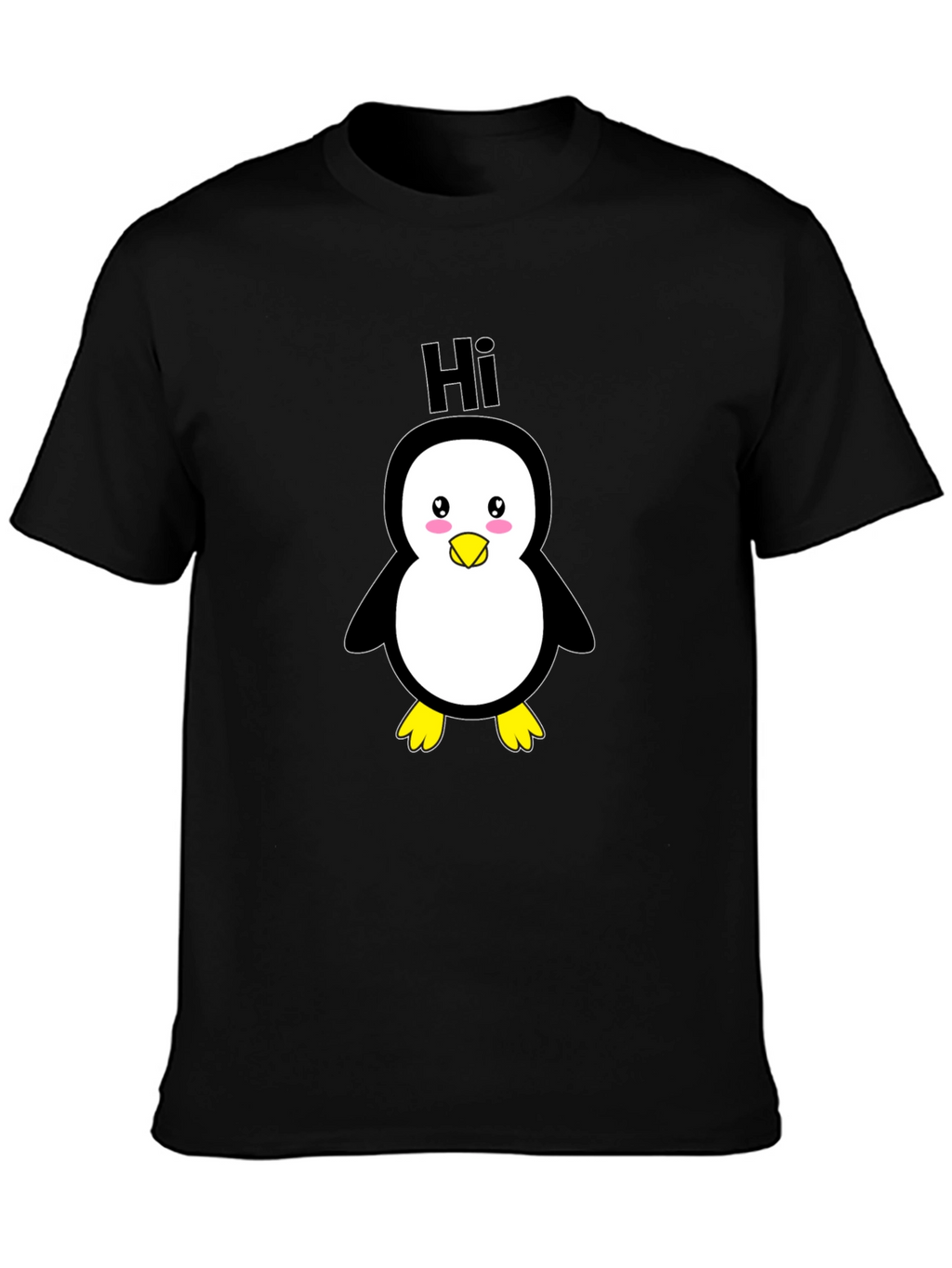Cute Penguin Graphic Black T-Shirt