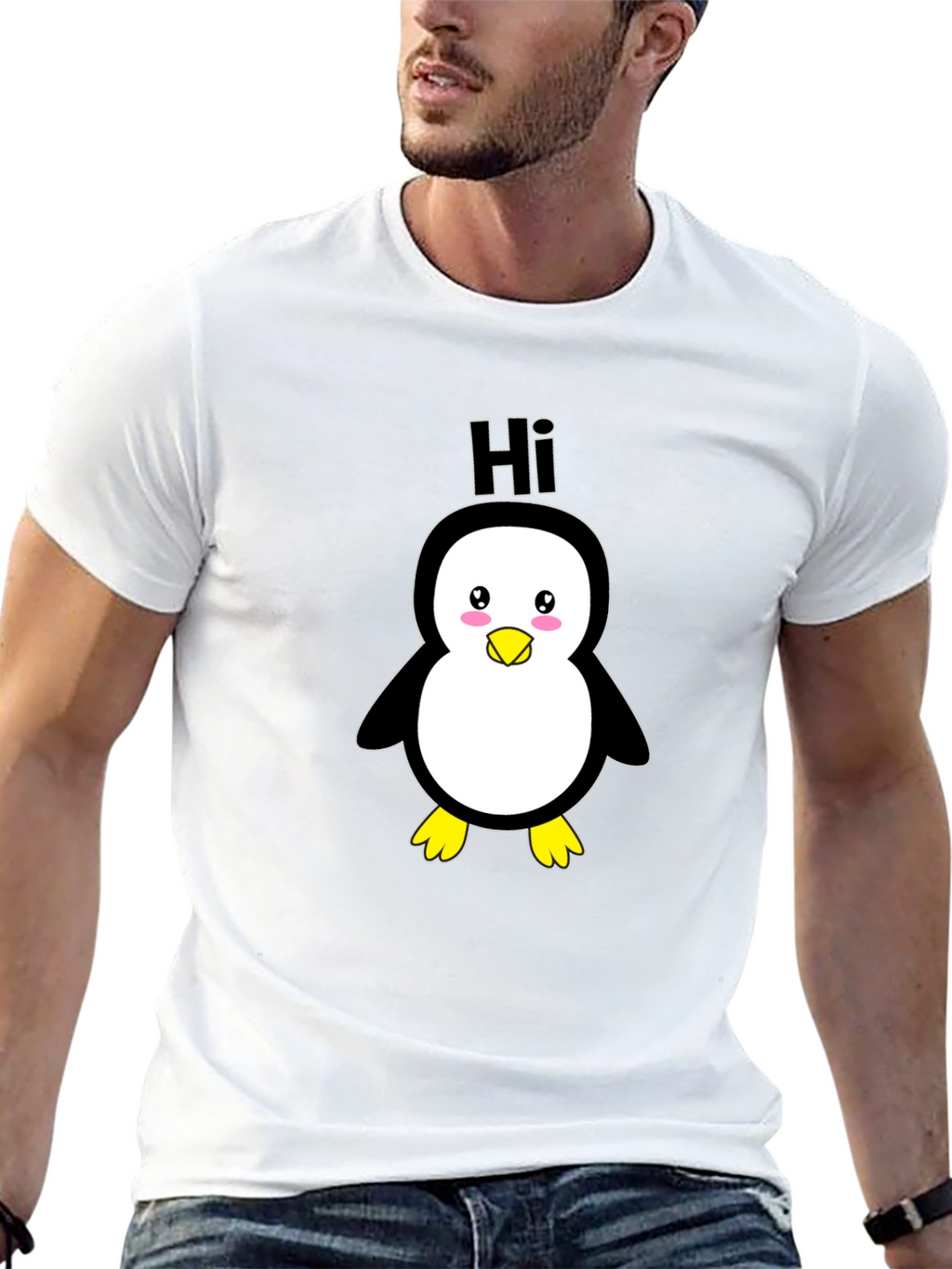 Cute Penguin Graphic Black T-Shirt