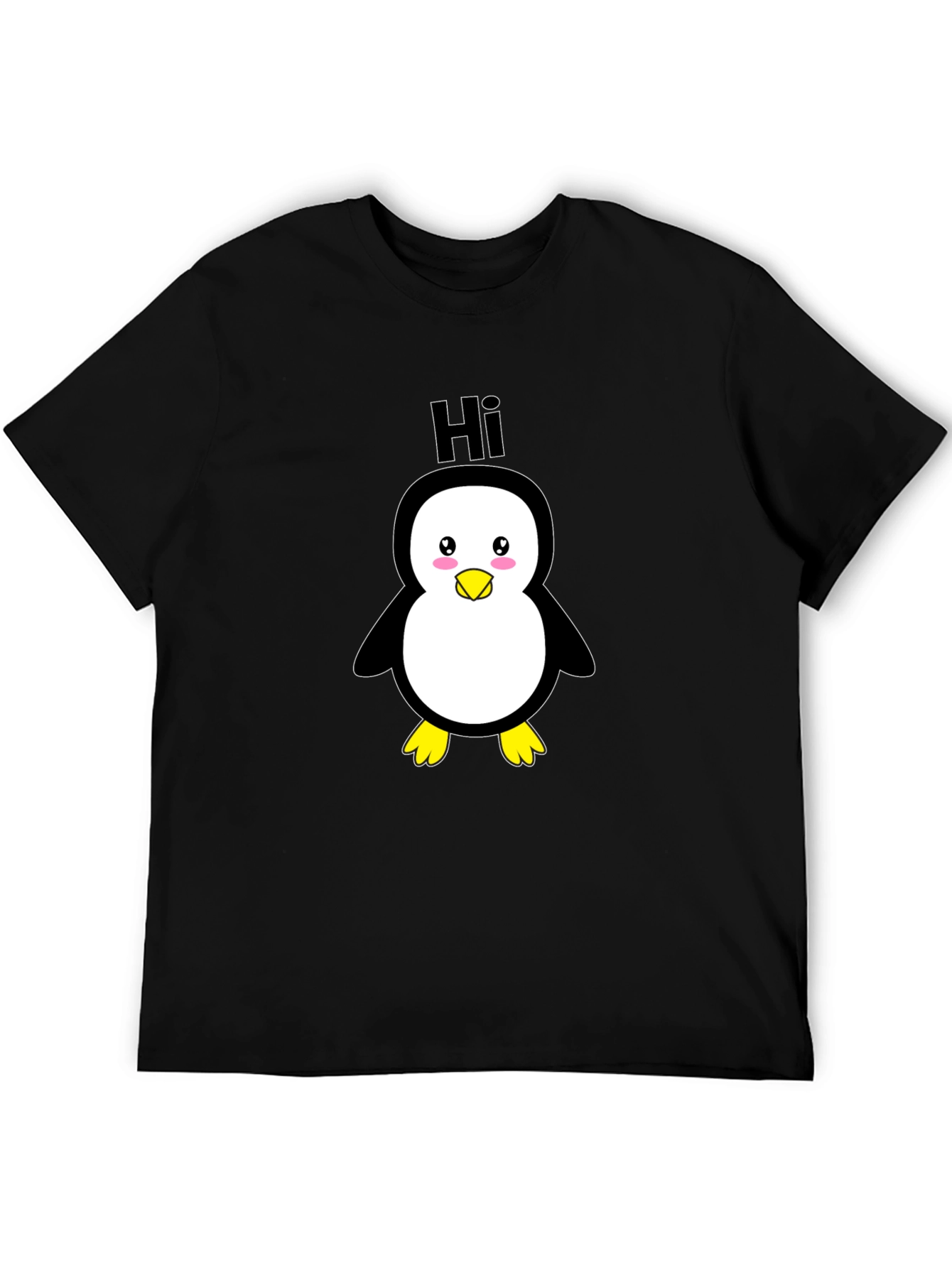Cute Penguin Graphic Black T-Shirt