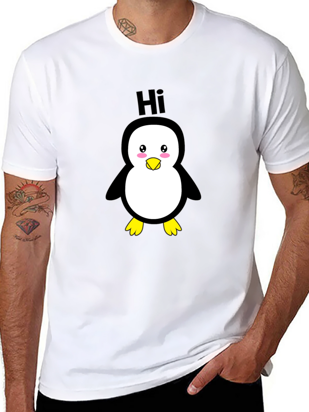 Cute Penguin Graphic Black T-Shirt