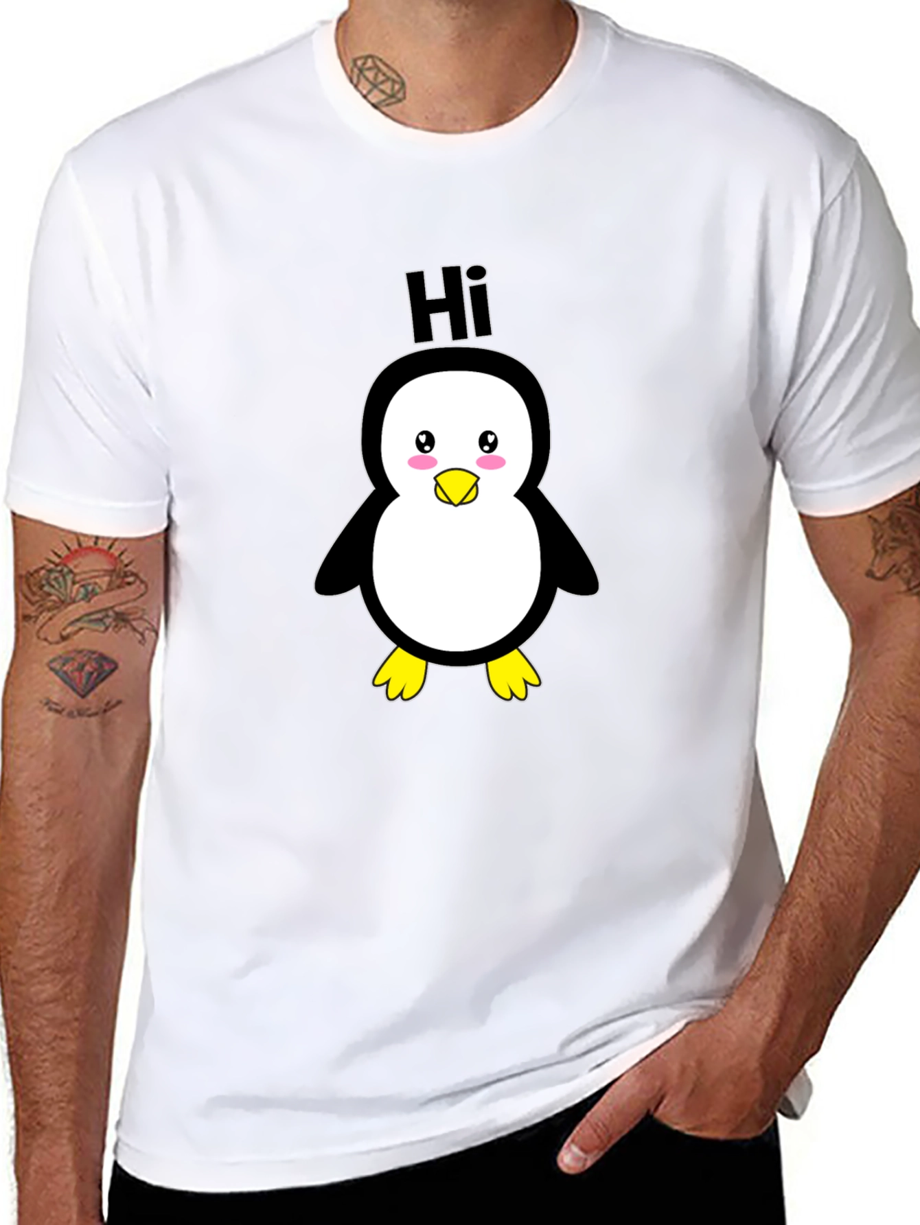 Cute Penguin Graphic Black T-Shirt