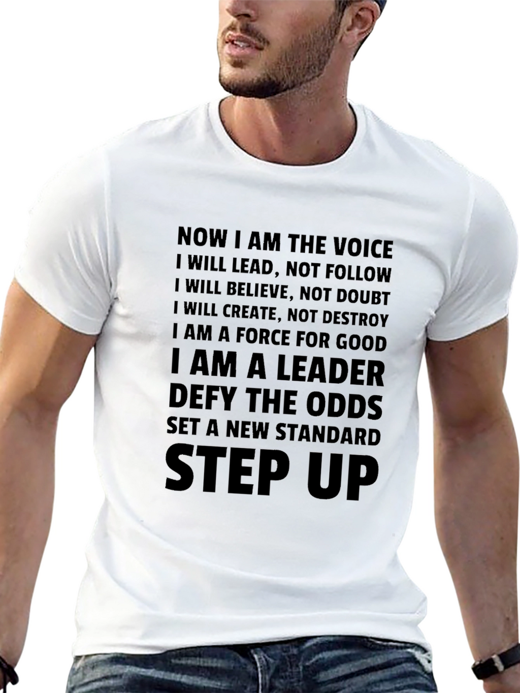 Motivational Mens T-Shirt - Lead Believe Create
