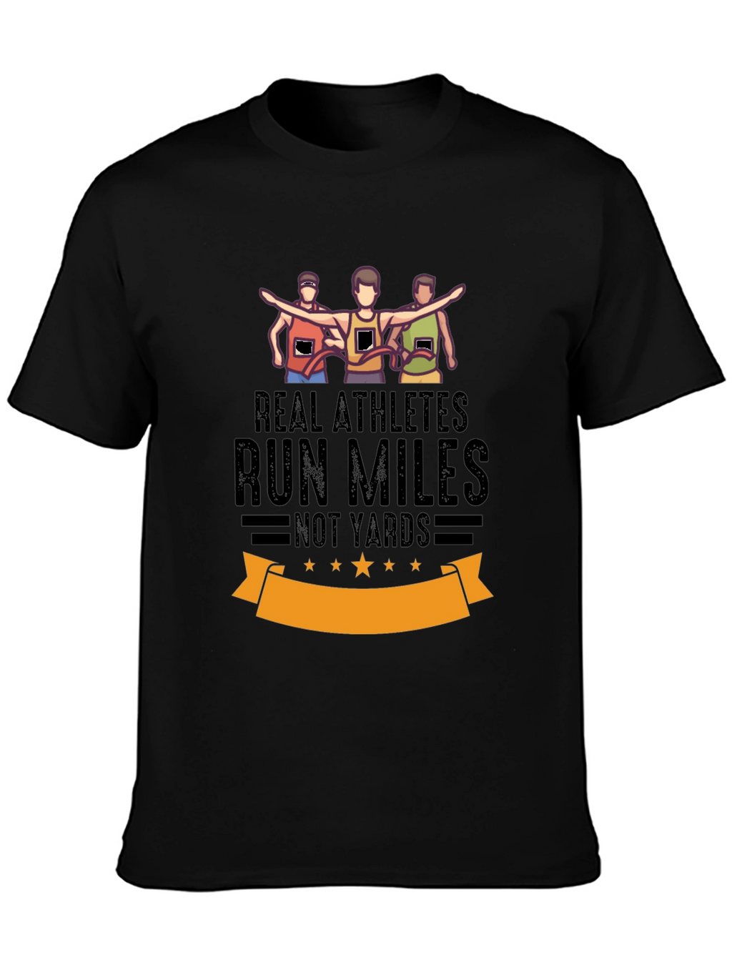 Real Athletes Run Miles Black T-Shirt