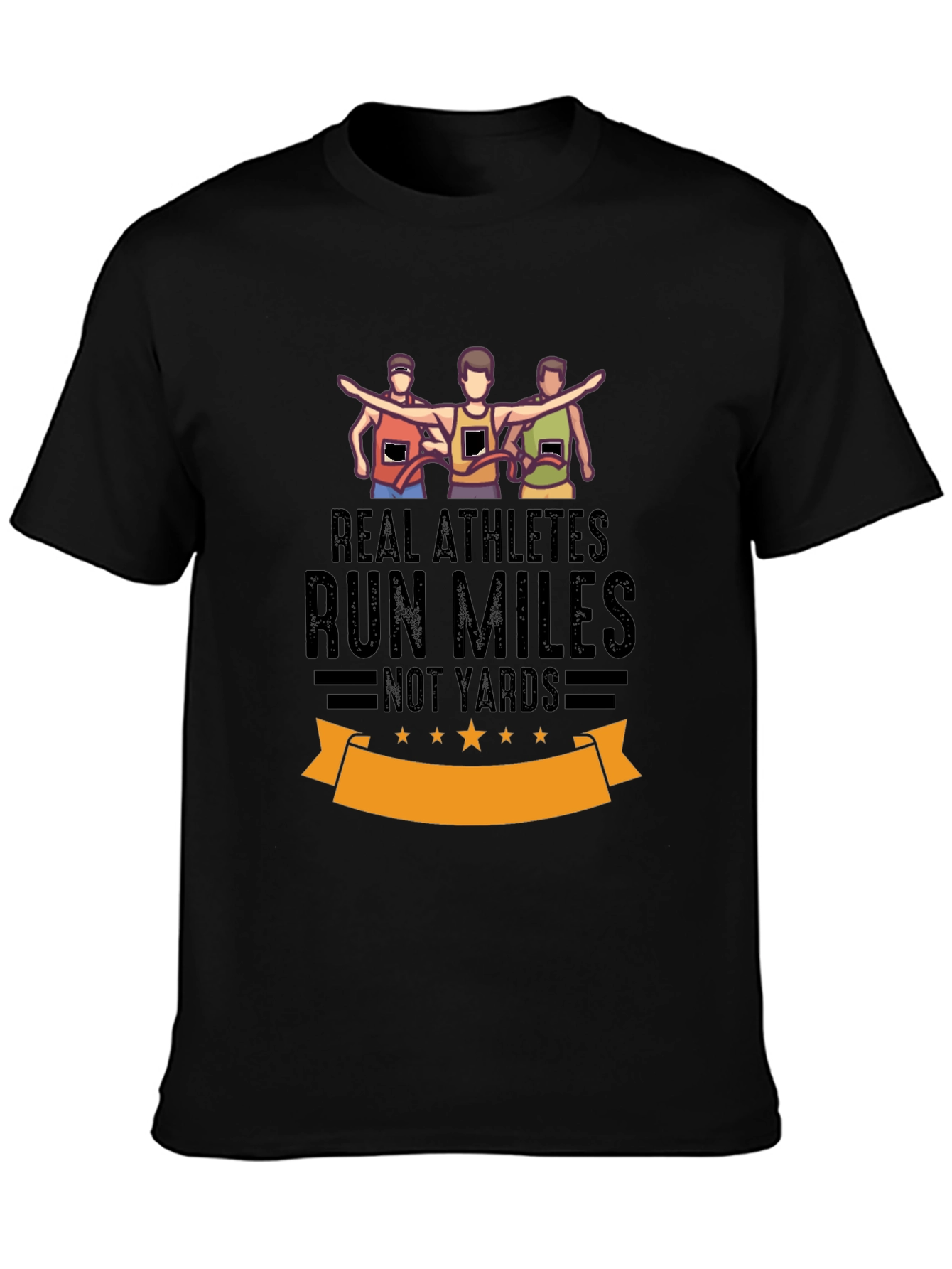 Real Athletes Run Miles Black T-Shirt