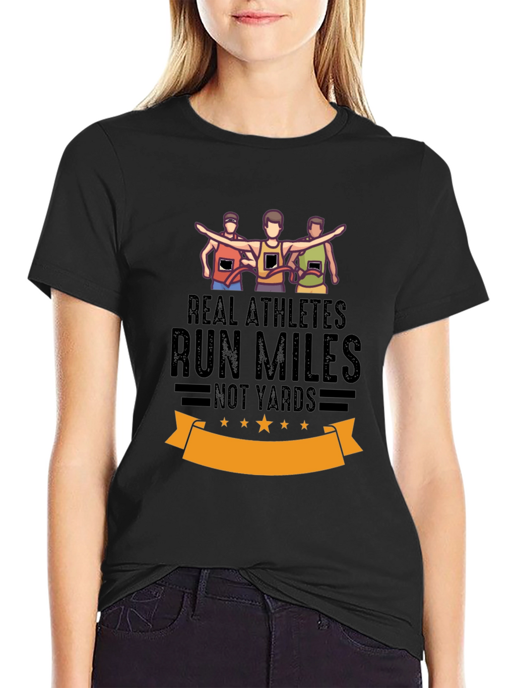 Real Athletes Run Miles Black T-Shirt