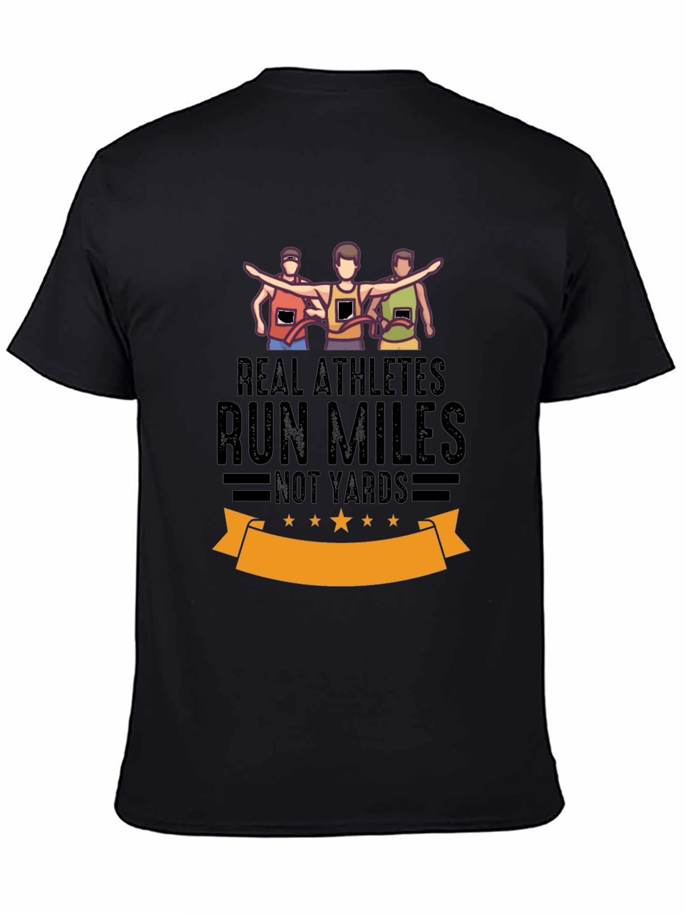 Real Athletes Run Miles Black T-Shirt