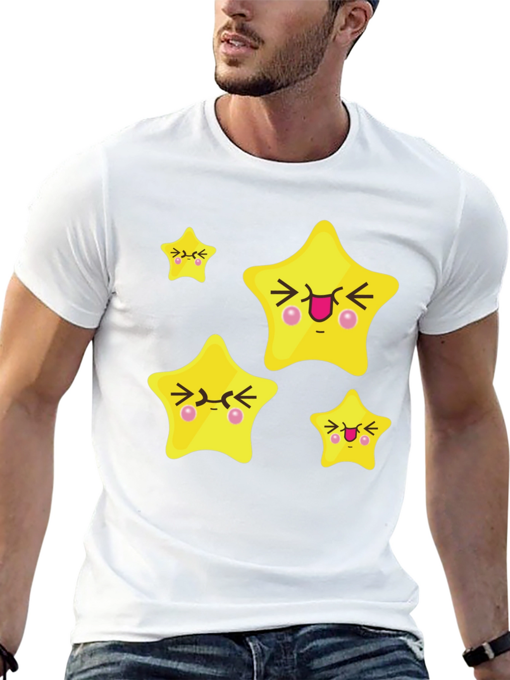 Cute Cartoon Star Graphic Black T-Shirt