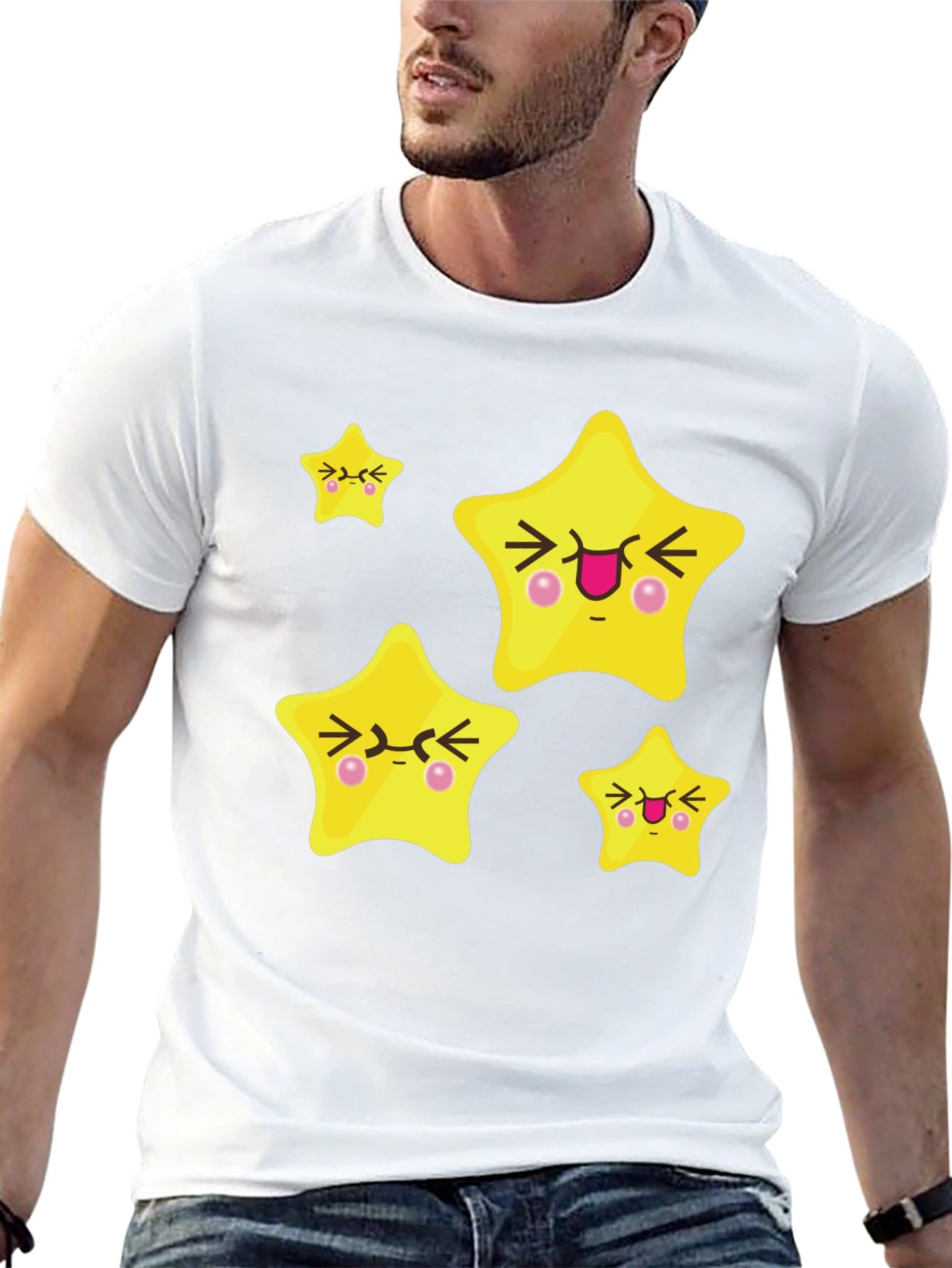 Cute Cartoon Star Graphic Black T-Shirt