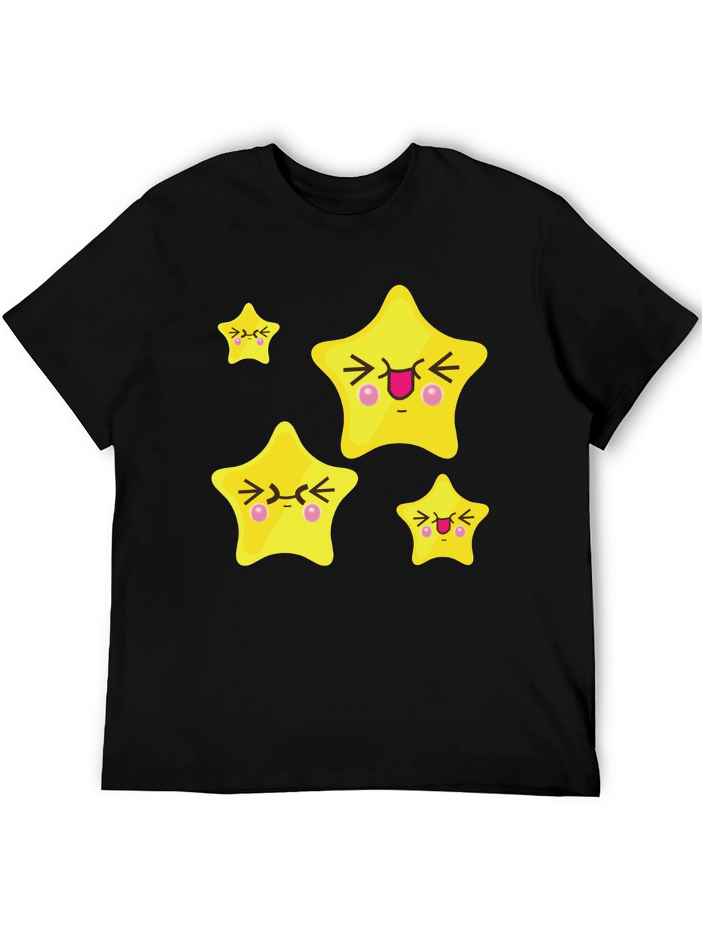 Cute Cartoon Star Graphic Black T-Shirt