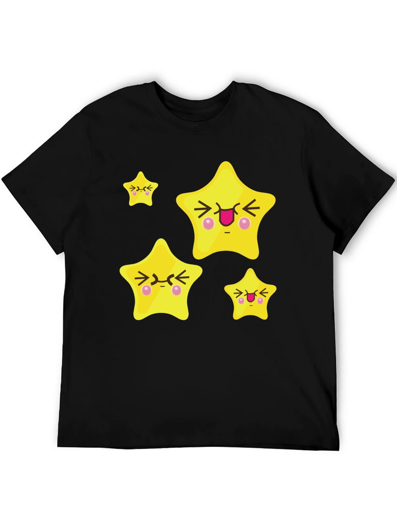 Cute Cartoon Star Graphic Black T-Shirt
