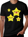 Cute Cartoon Star Graphic Black T-Shirt