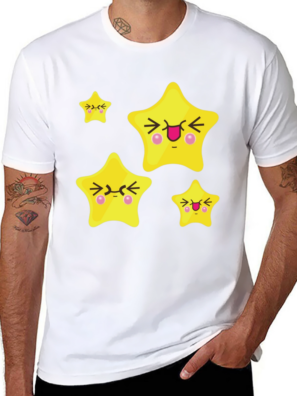 Cute Cartoon Star Graphic Black T-Shirt