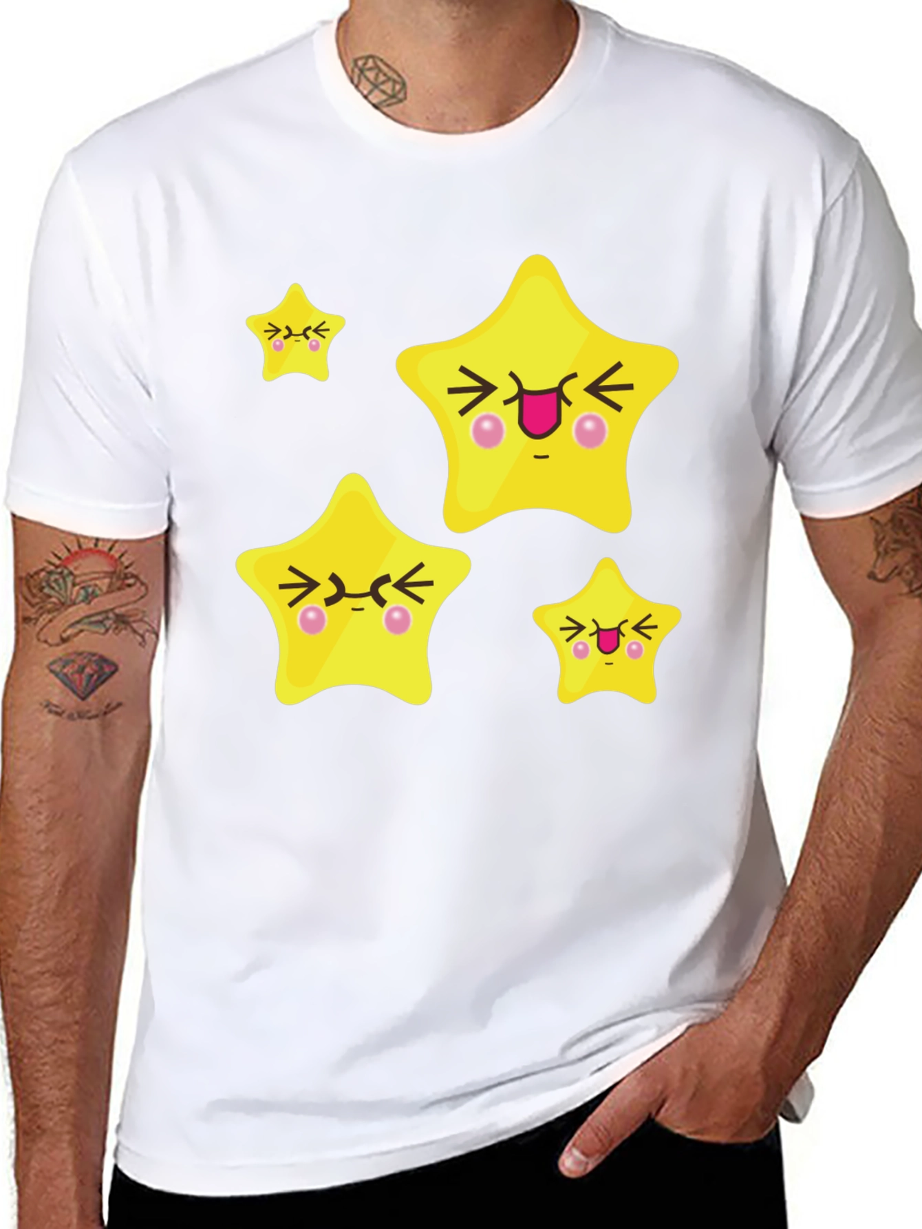 Cute Cartoon Star Graphic Black T-Shirt
