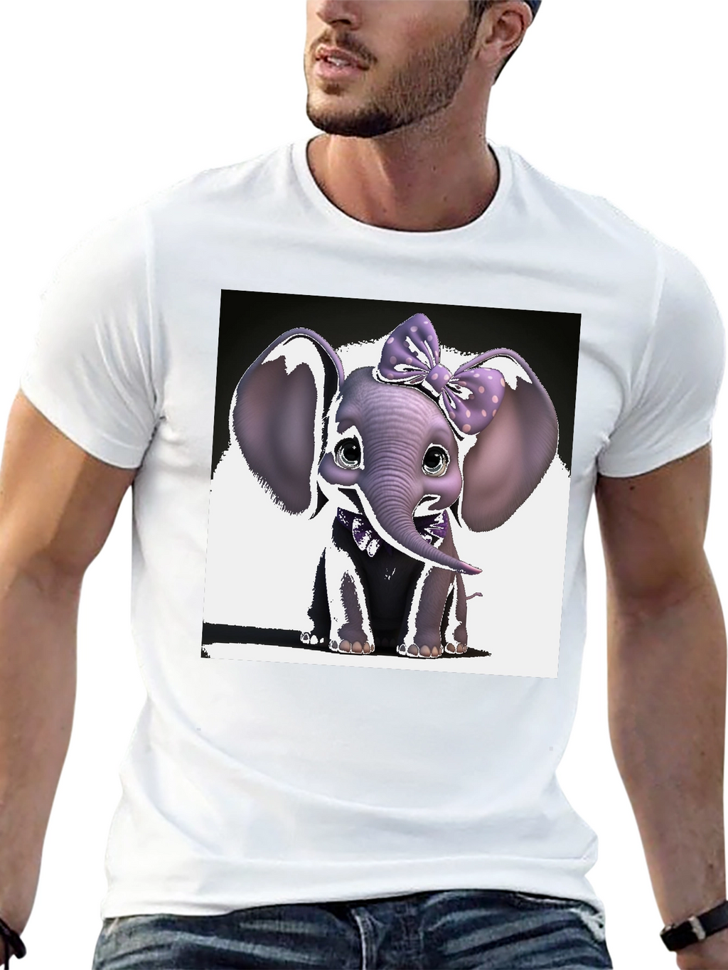 Cute Elephant Bow T-Shirt