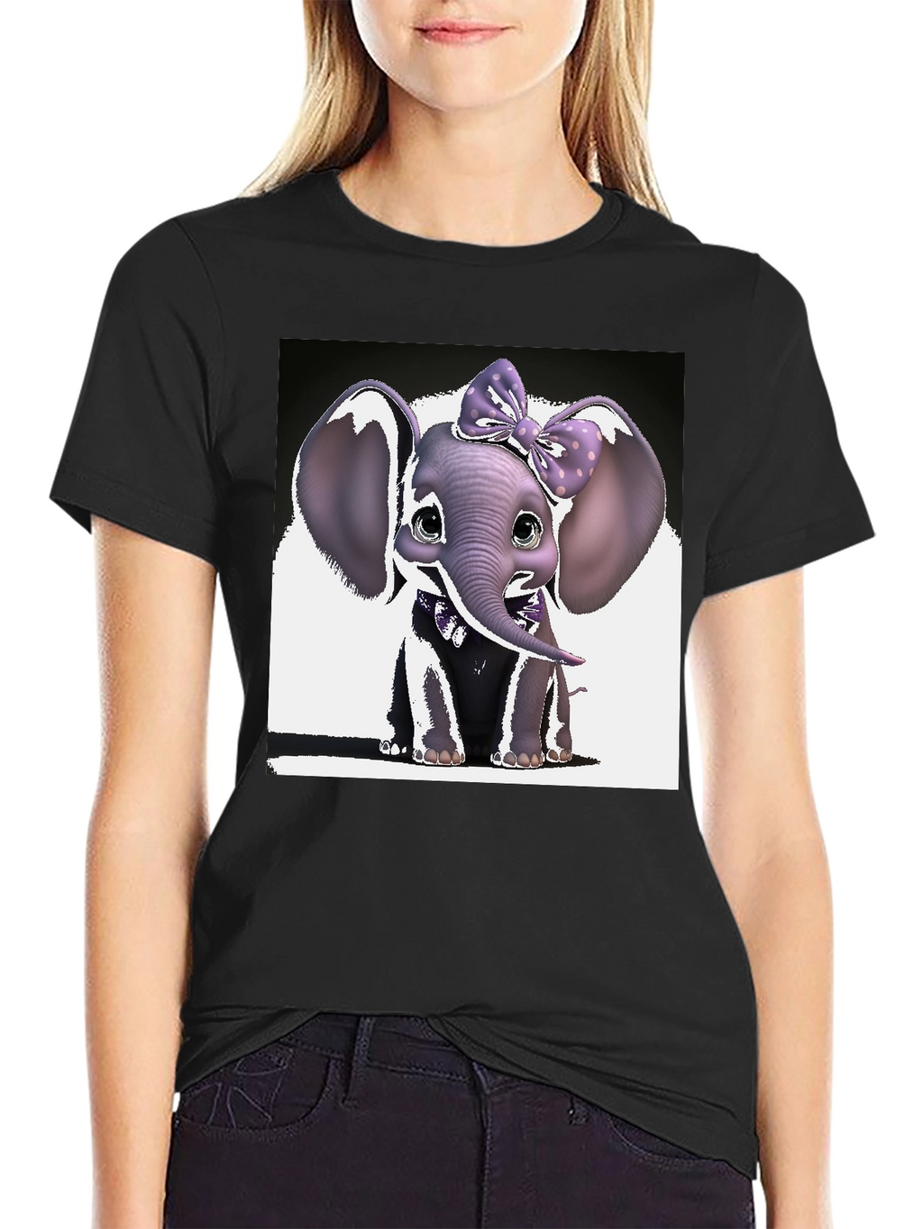 Cute Elephant Bow T-Shirt