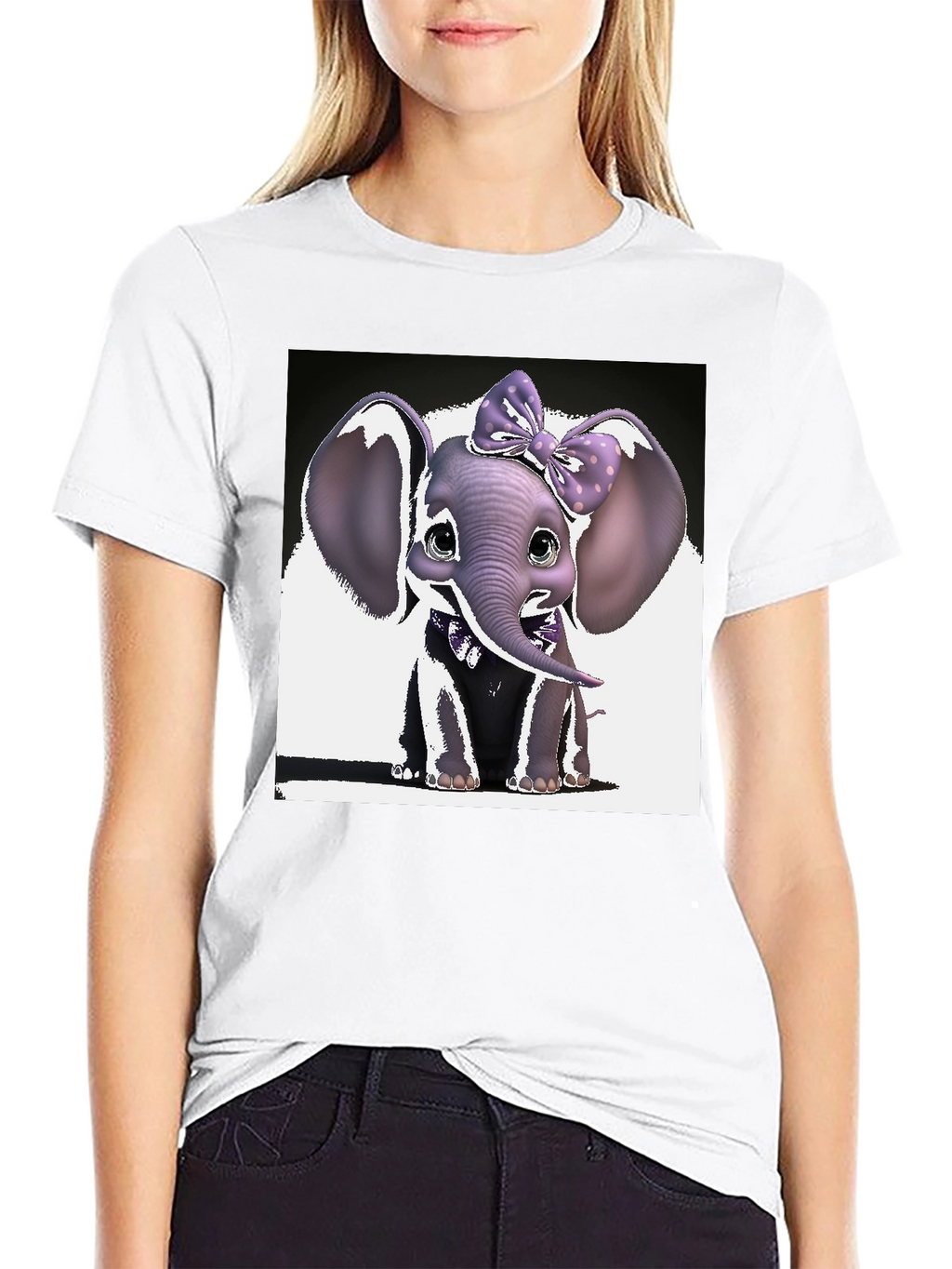 Cute Elephant Bow T-Shirt