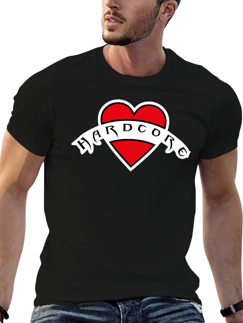 Hardcore Heart Graphic Black T-Shirt