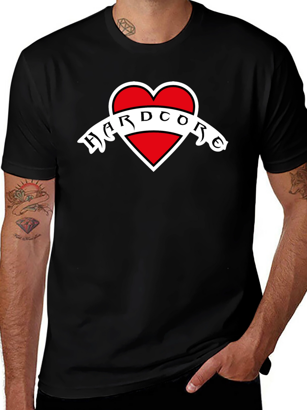 Hardcore Heart Graphic Black T-Shirt