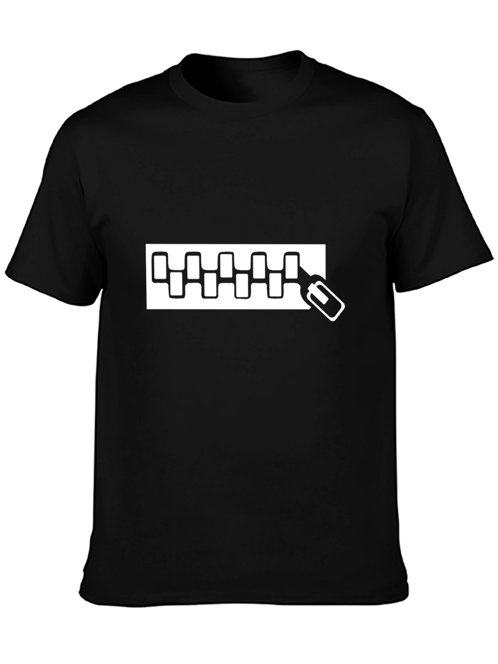 Black T-Shirt with Zipper Graphic