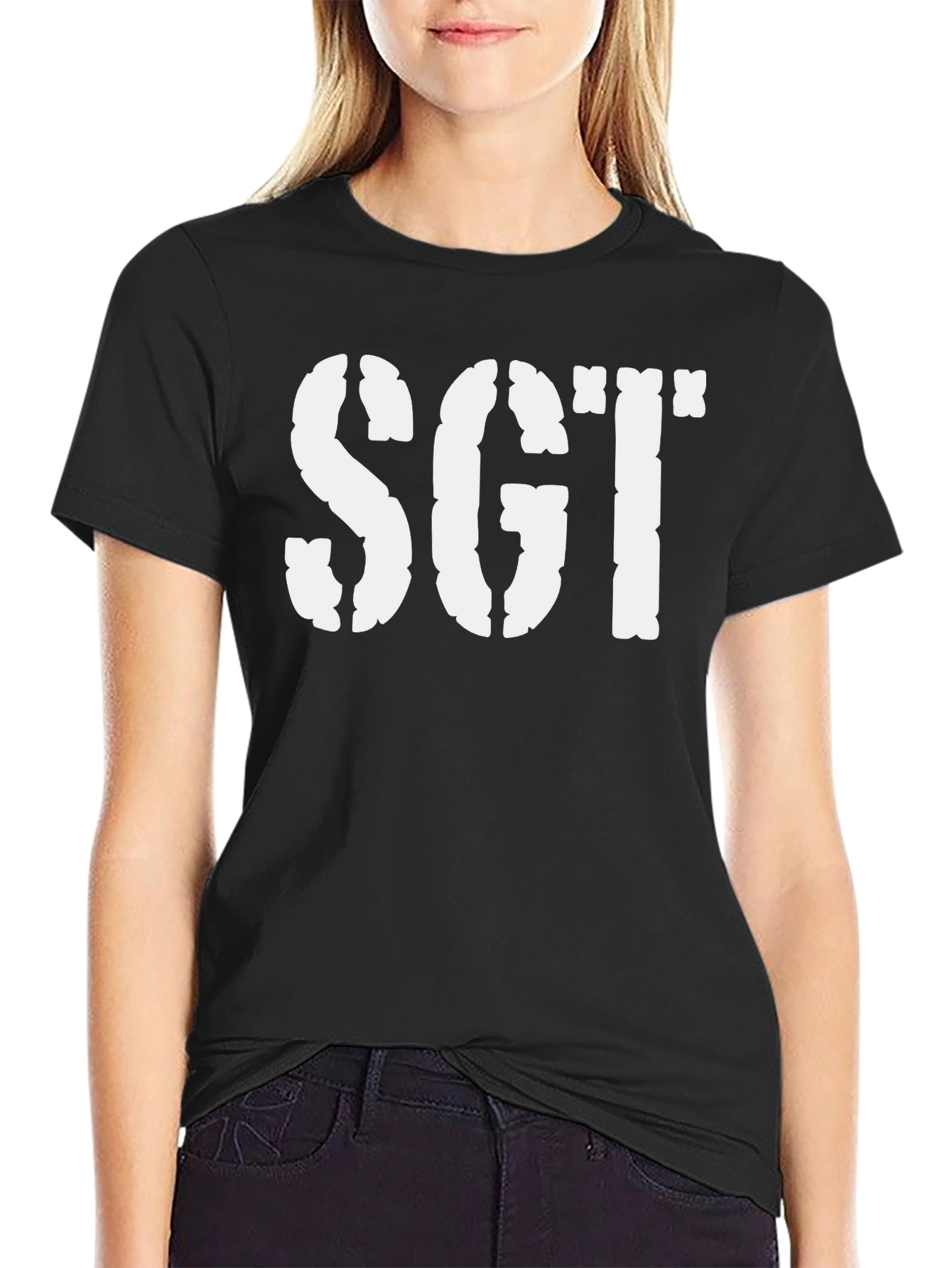 SGT Stencil Style Black T-Shirt - Military Inspired Design