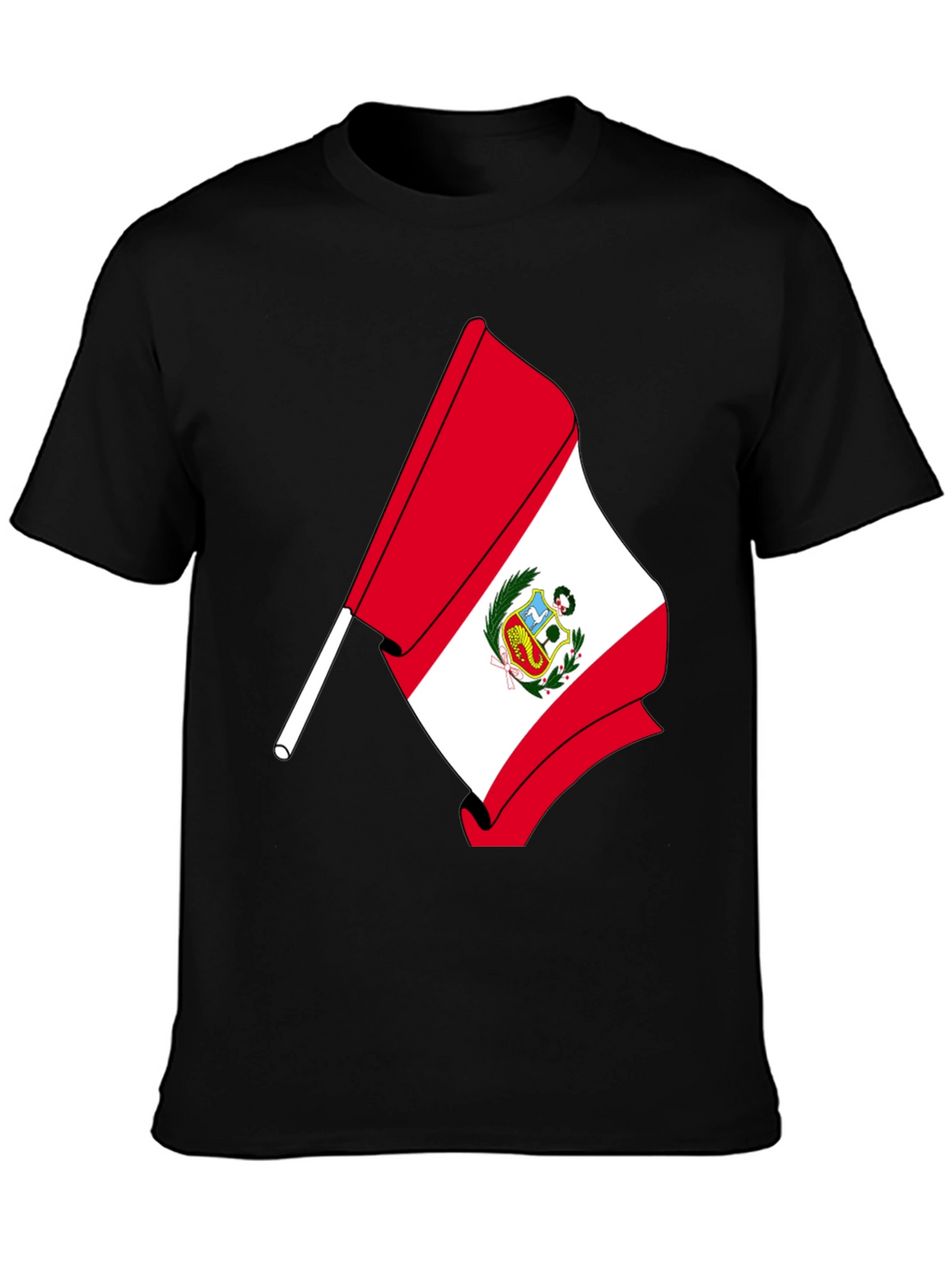 Peru Flag Graphic T-Shirt - Black