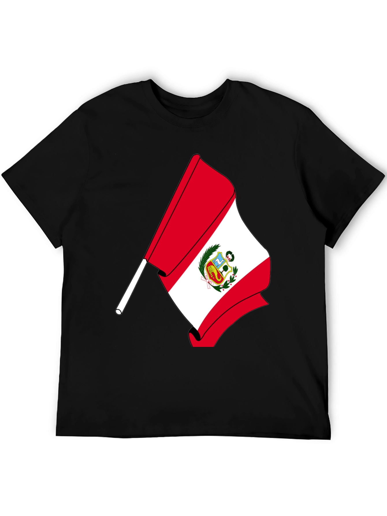 Peru Flag Graphic T-Shirt - Black