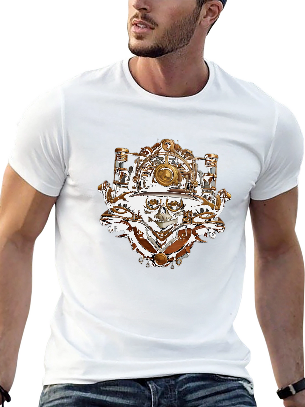 Steampunk Skull T-Shirt - Unique Graphic Tee