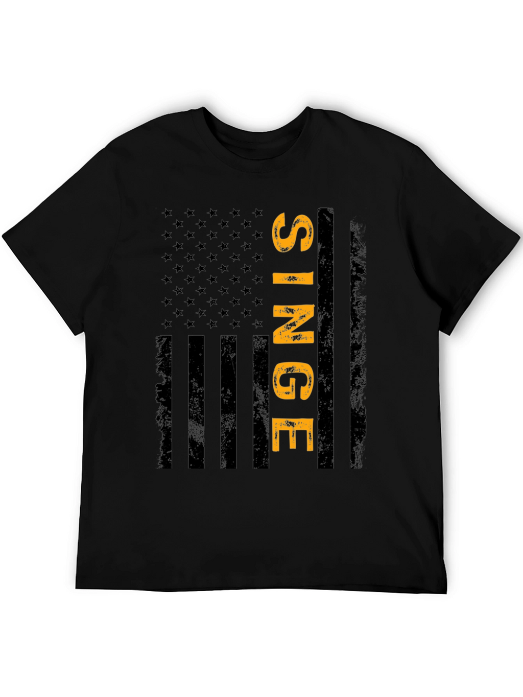 Single American Flag T-Shirt - Black