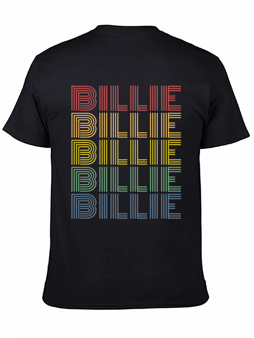 Retro Billie T-Shirt - Rainbow Stacked Design