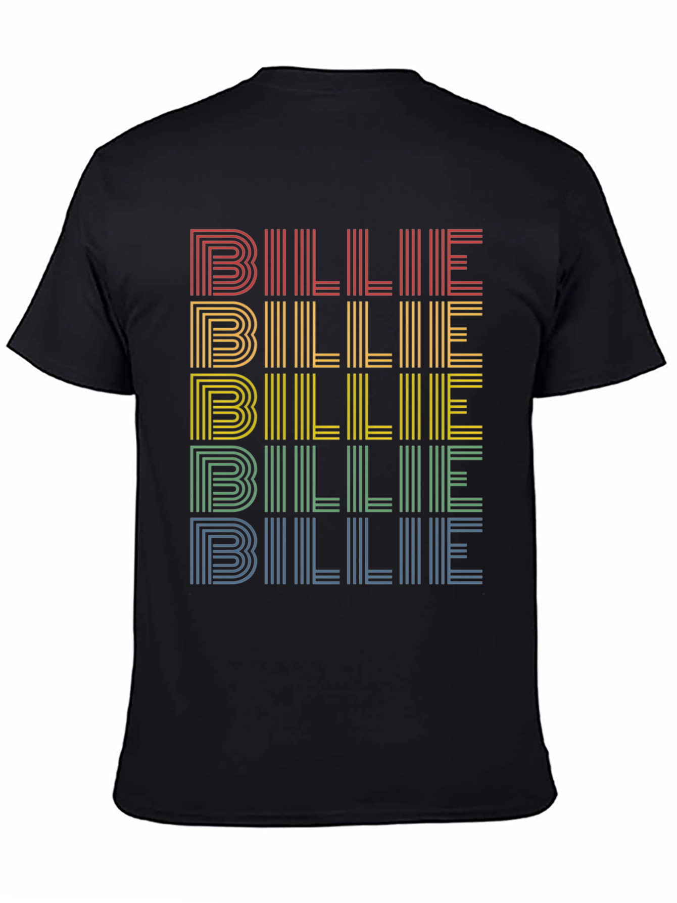 Retro Billie T-Shirt - Rainbow Stacked Design
