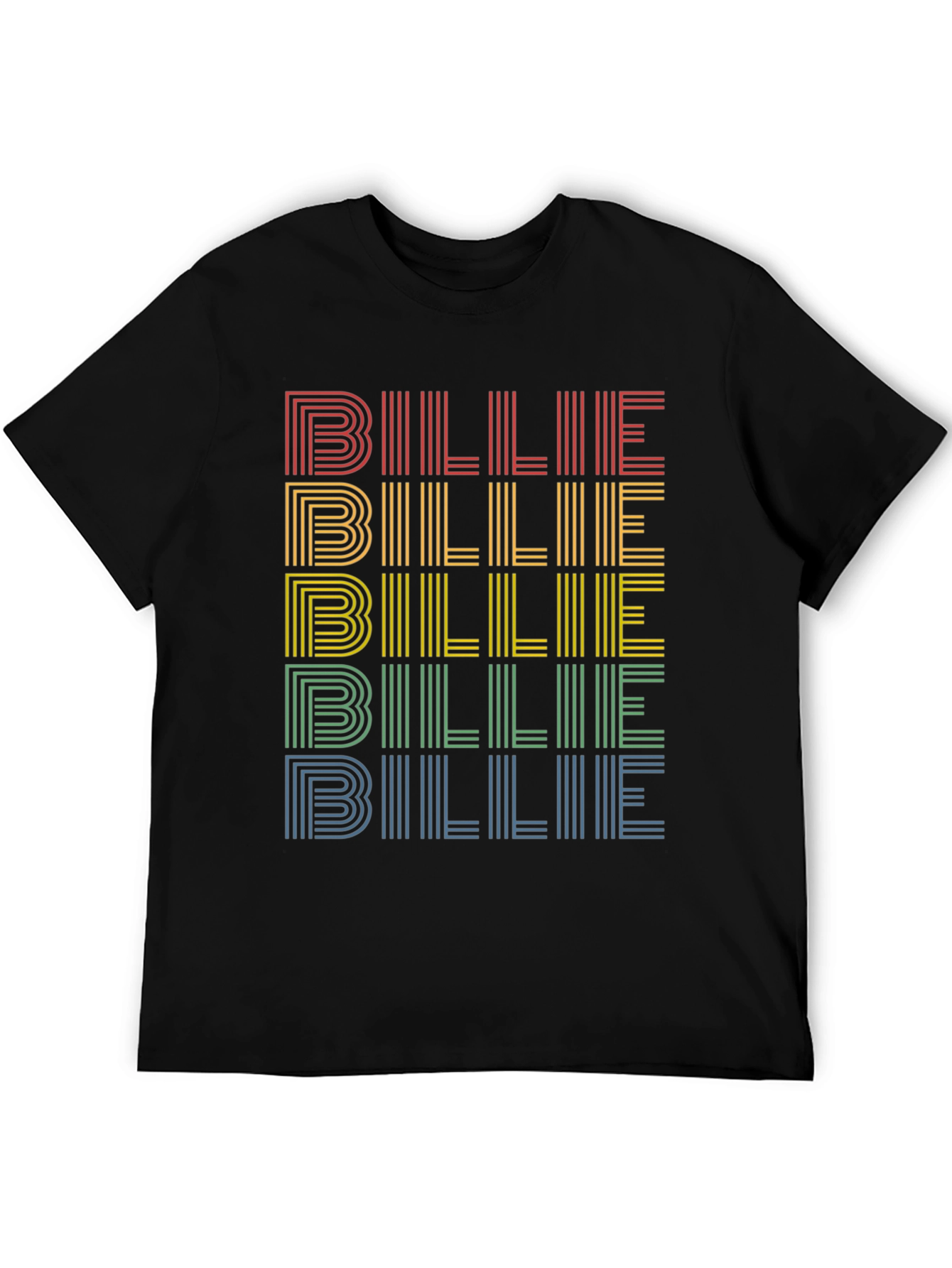 Retro Billie T-Shirt - Rainbow Stacked Design