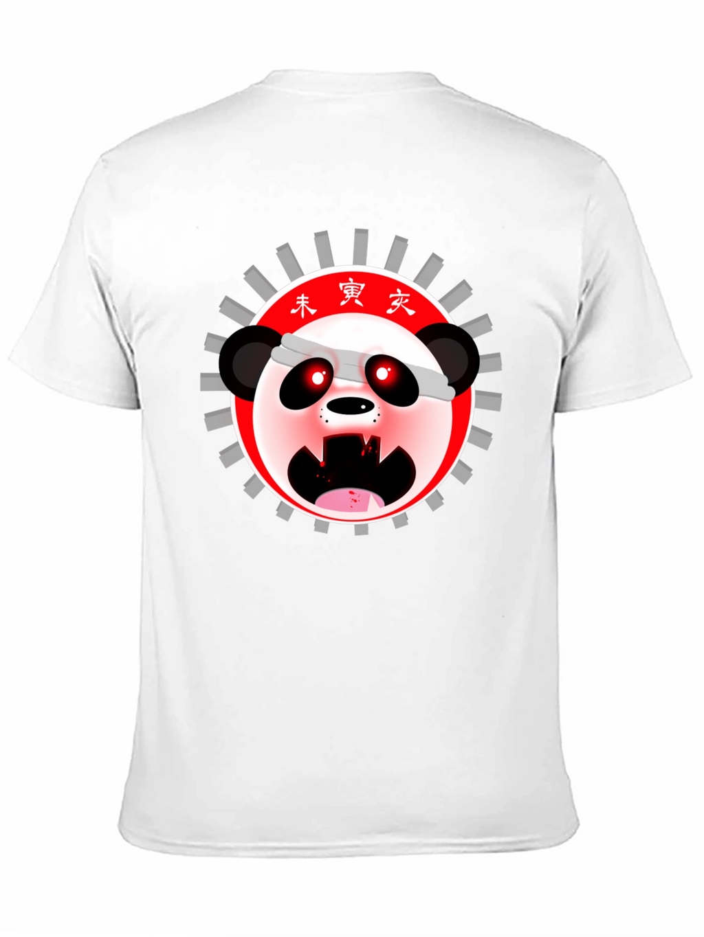 Mens Black T-Shirt with Anime Panda Graphic