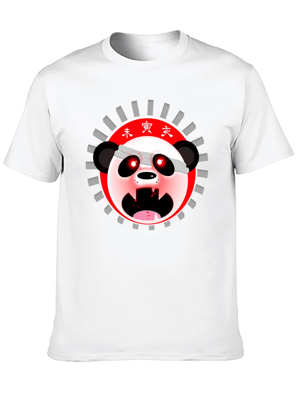 Mens Black T-Shirt with Anime Panda Graphic