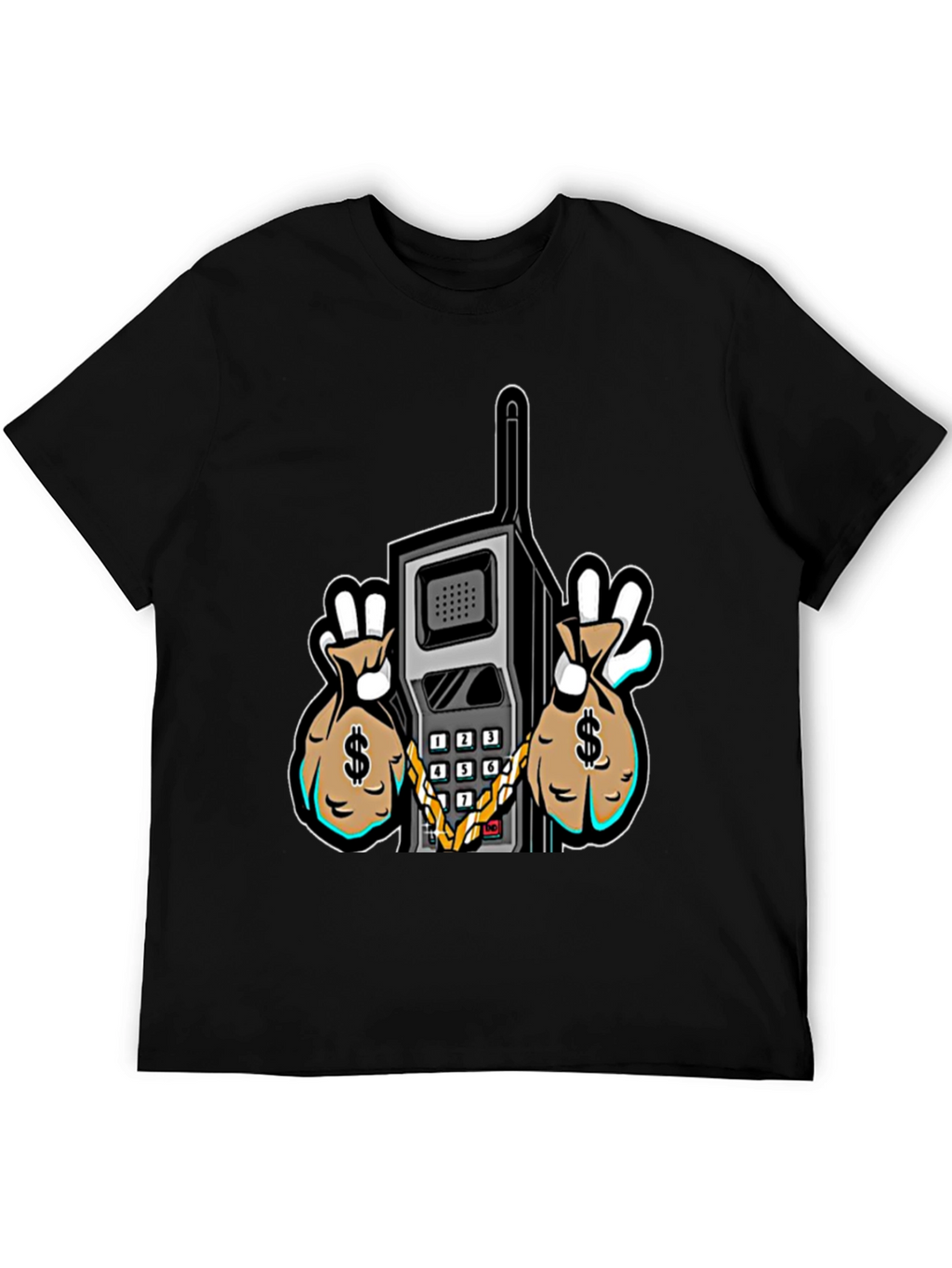 Retro Brick Phone Money Bags Graphic Tee