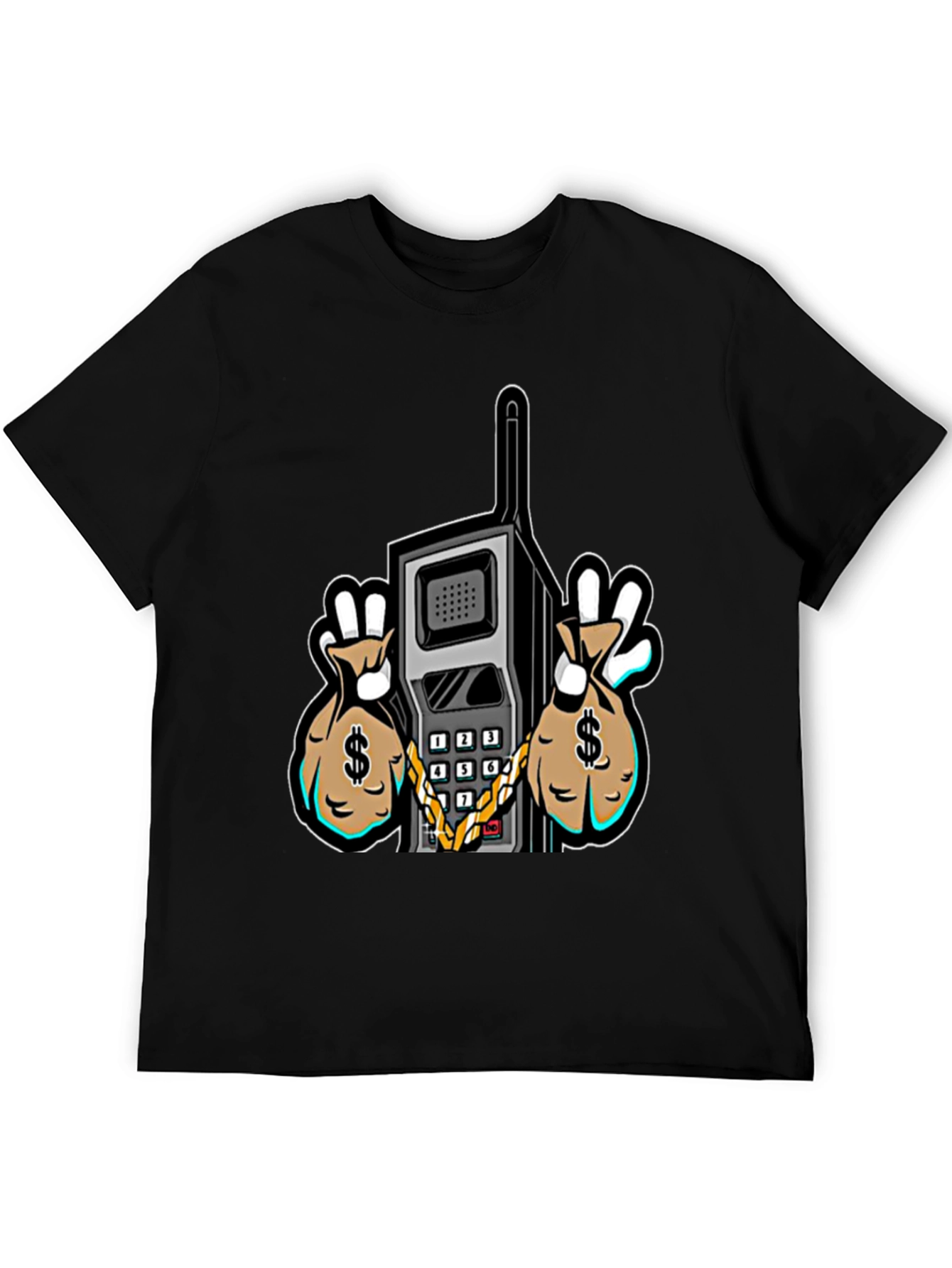Retro Brick Phone Money Bags Graphic Tee
