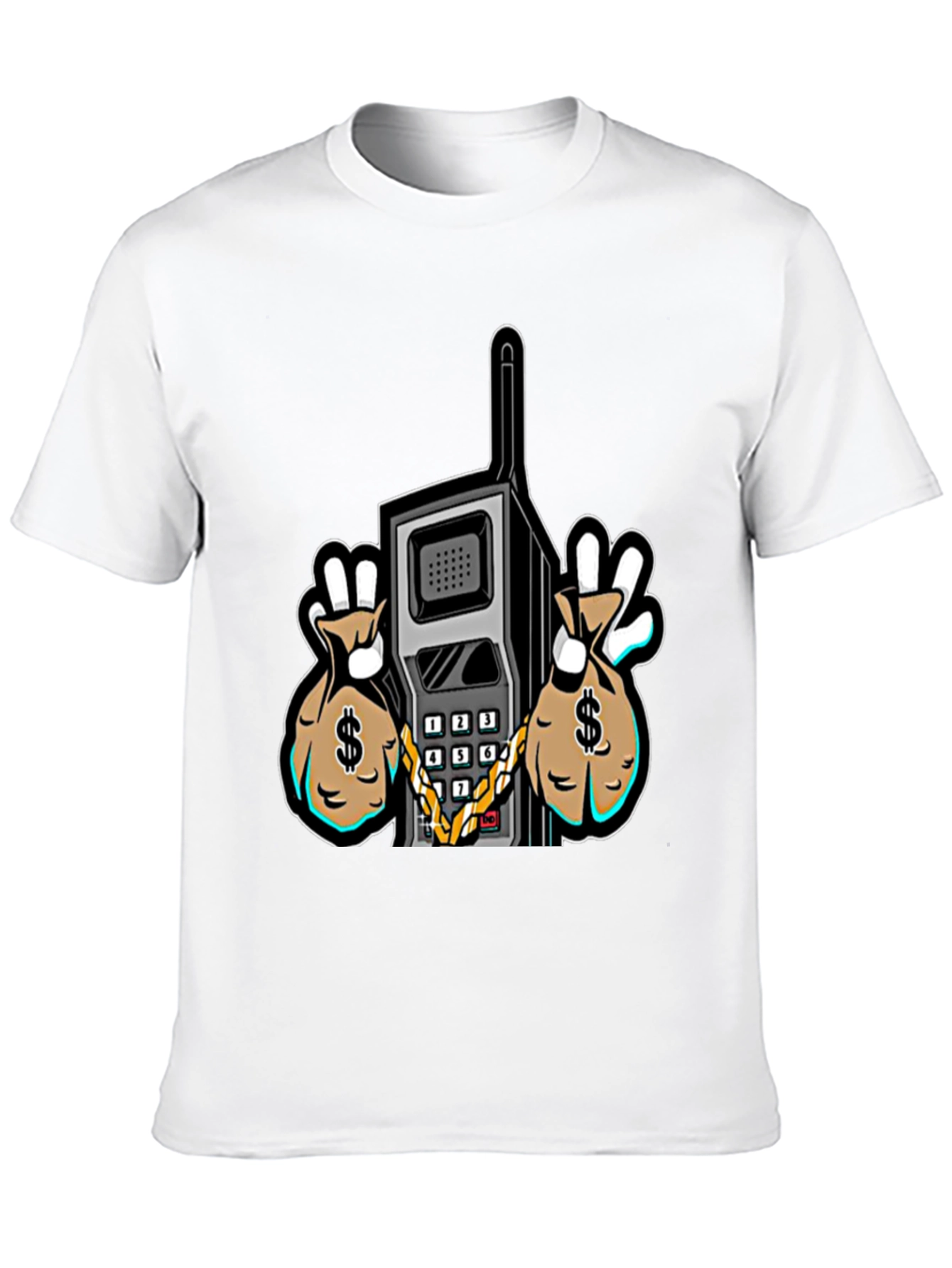 Retro Brick Phone Money Bags Graphic Tee