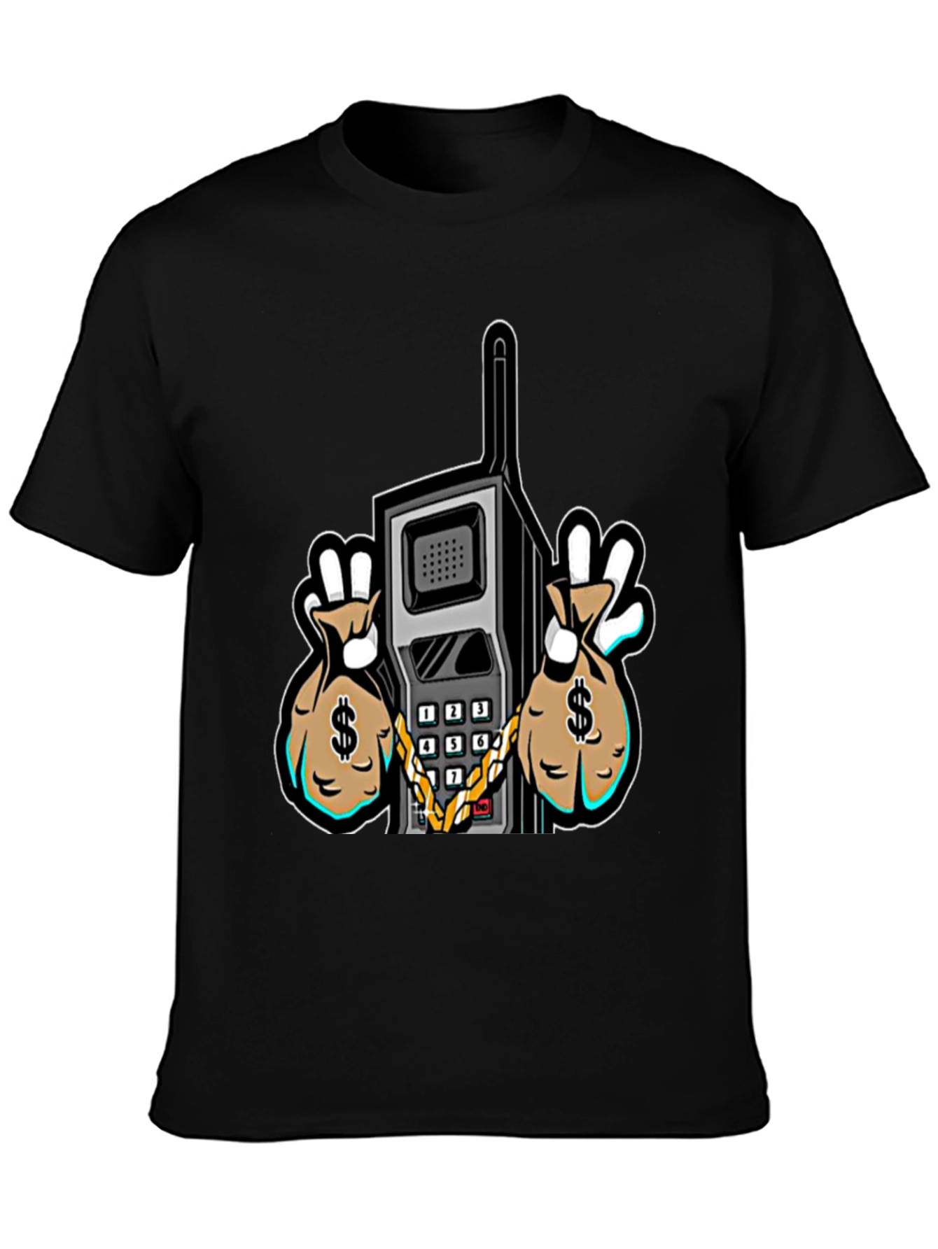 Retro Brick Phone Money Bags Graphic Tee