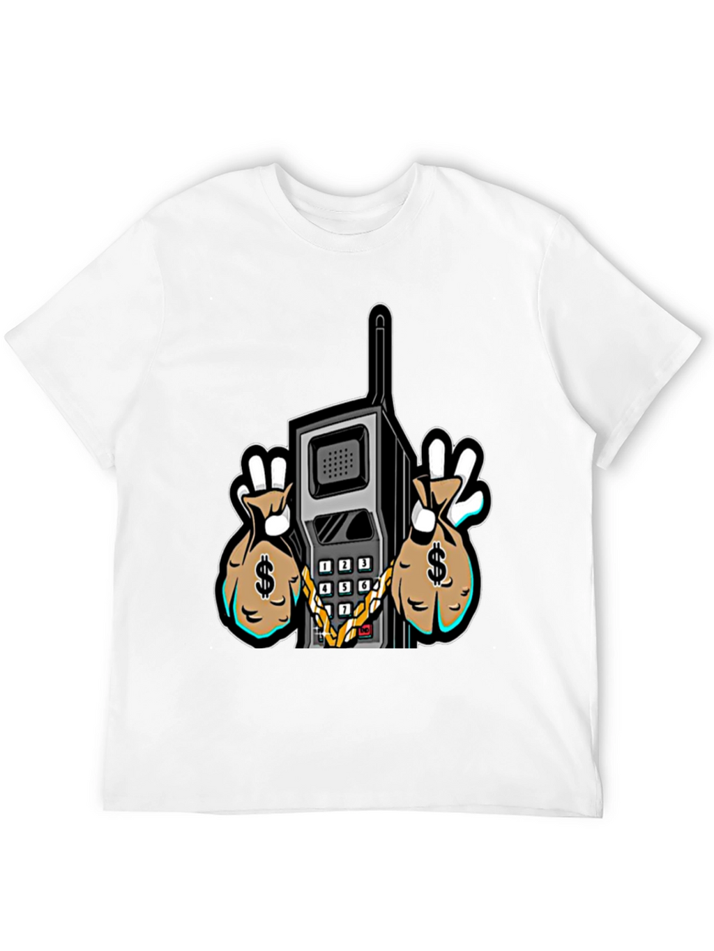 Retro Brick Phone Money Bags Graphic Tee