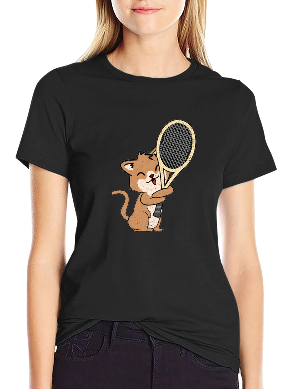 Cat Playing Tennis Graphic Tee