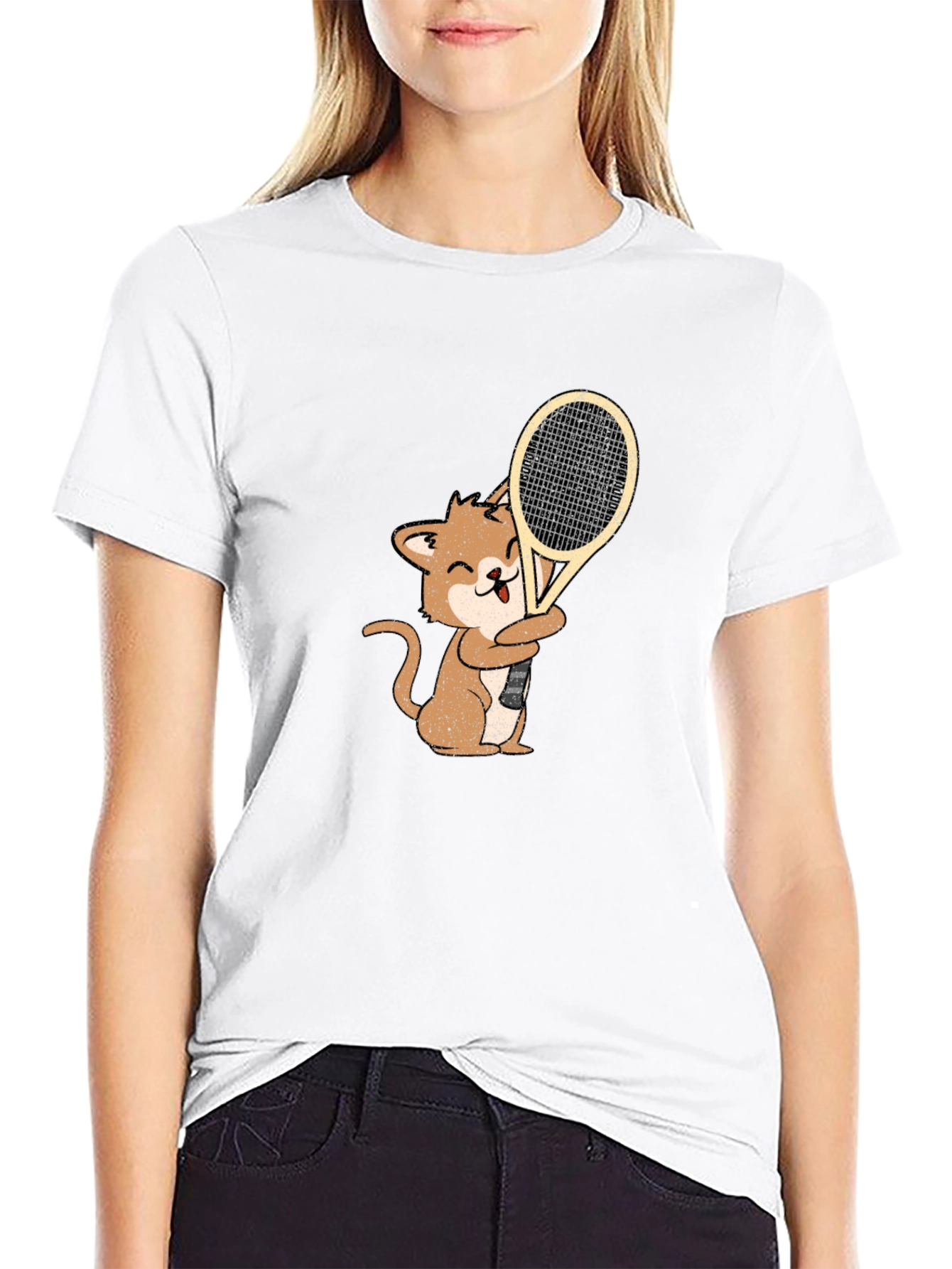 Cat Playing Tennis Graphic Tee