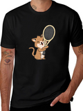 Cat Playing Tennis Graphic Tee