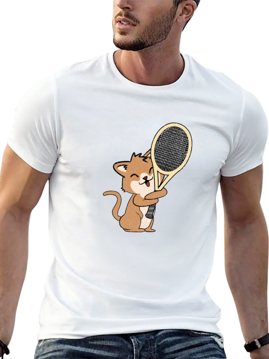 Cat Playing Tennis Graphic Tee